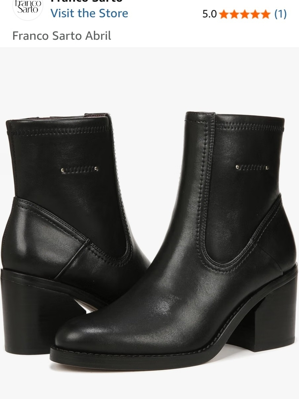Franco Sarto abril Black Leather Block-Heel Ankle Booties